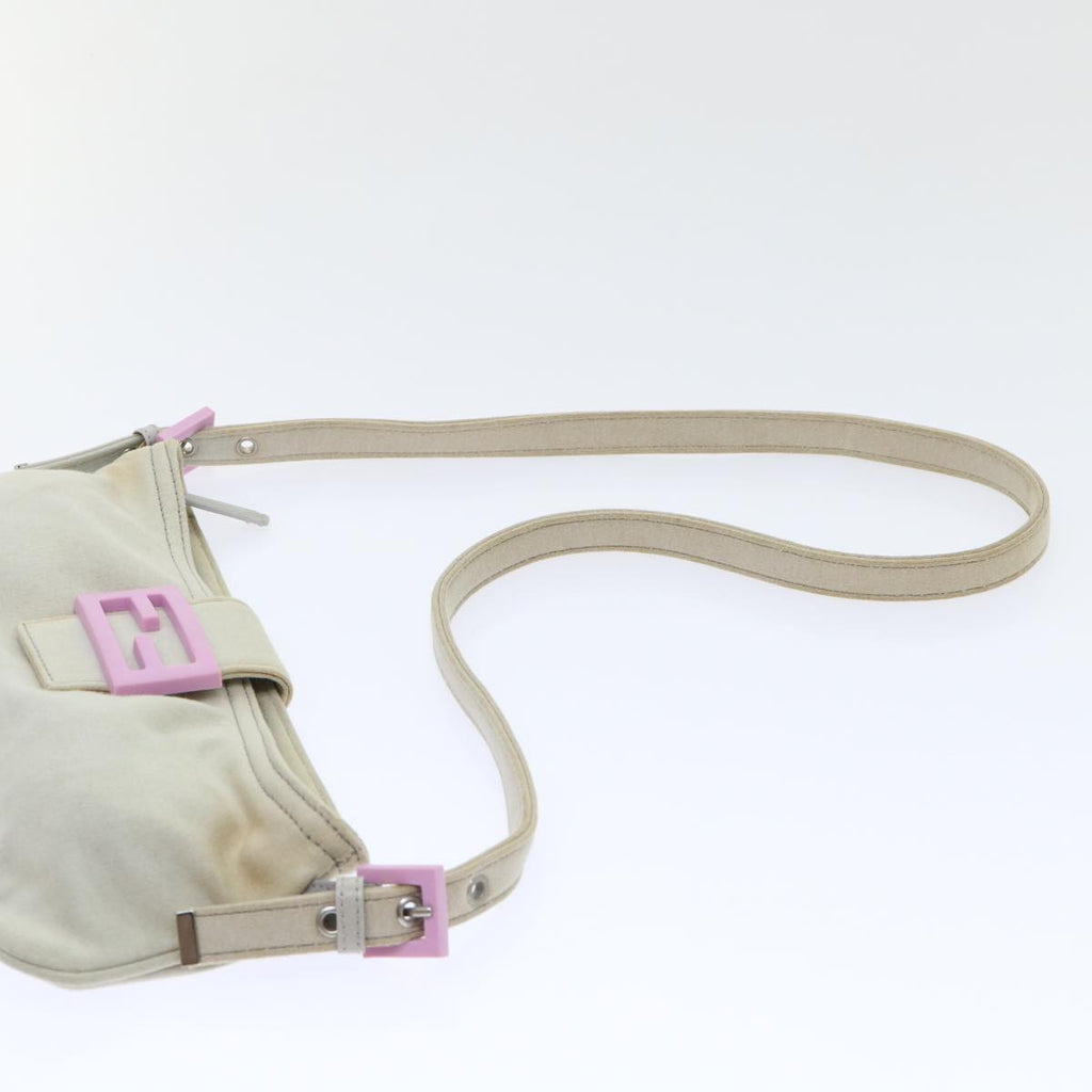 FENDI Mamma Baguette Shoulder Bag cotton Beige Pinkbs7965
