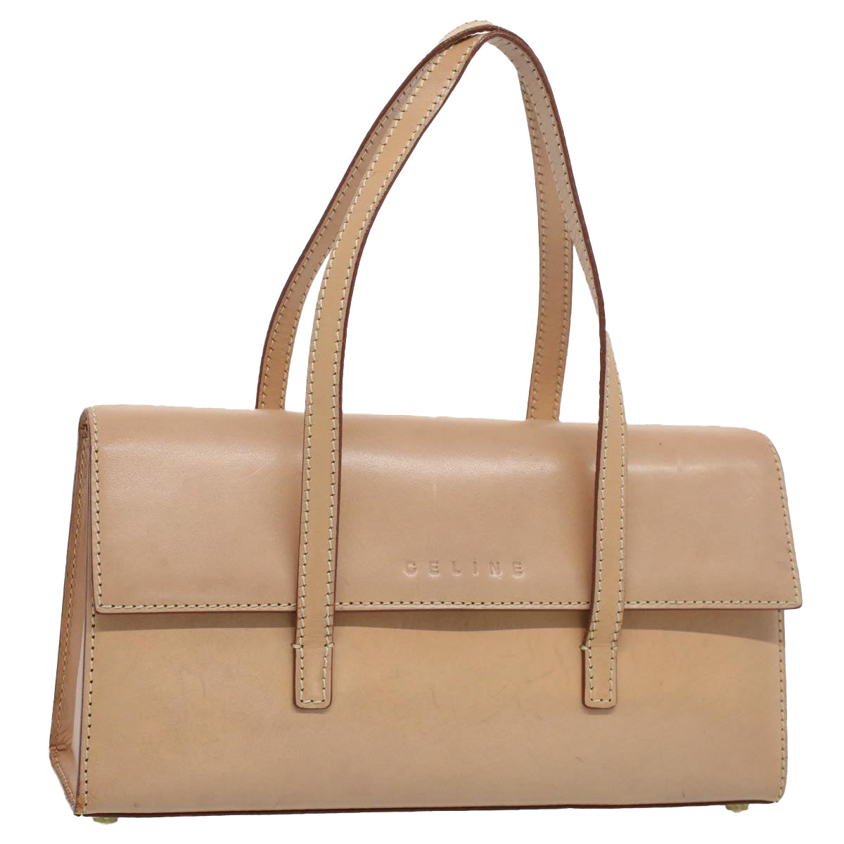 CELINE Shoulder Bag Leather Beige  7986