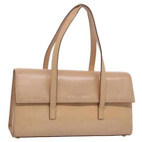 CELINE Shoulder Bag Leather Beige  7986