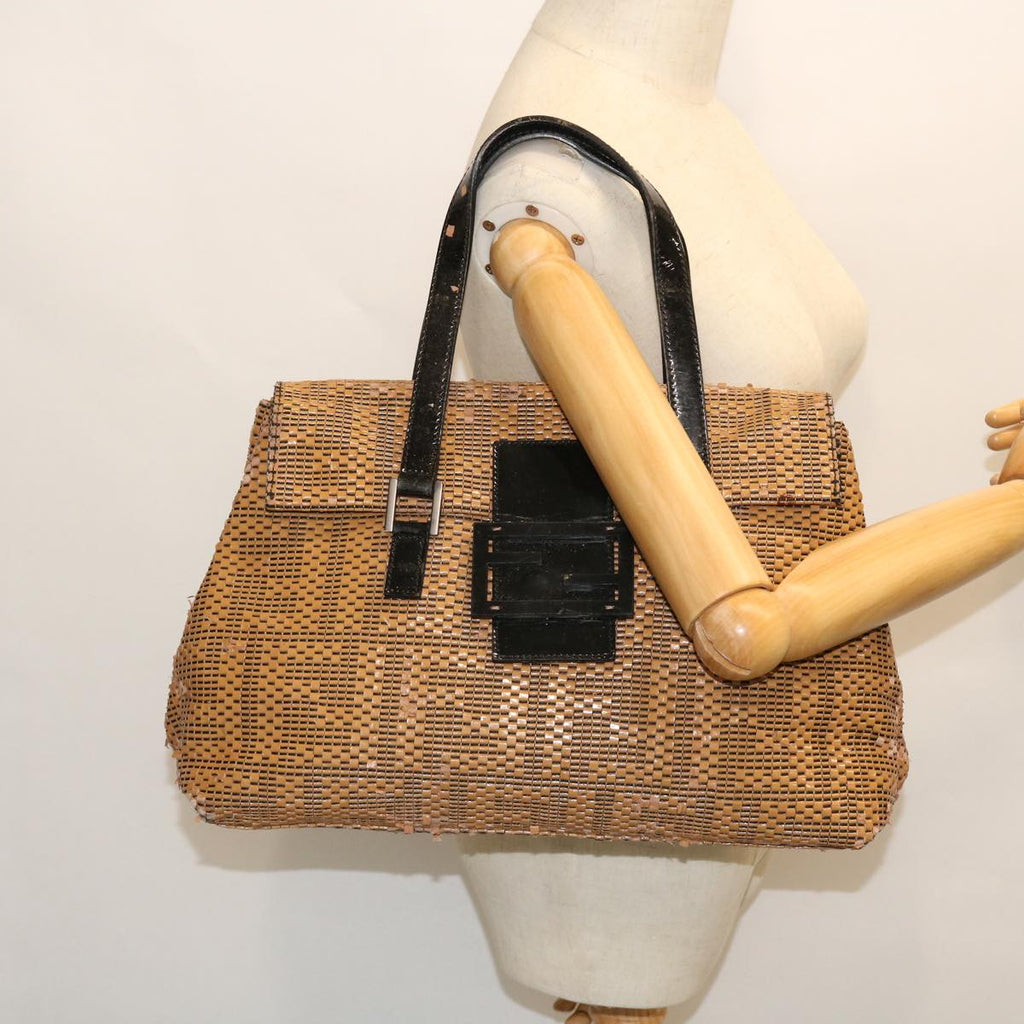 FENDI Mamma Baguette Shoulder Bag Canvas Brownbs8010