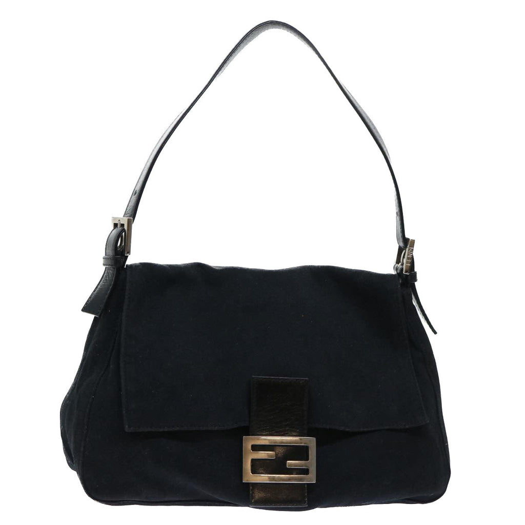 FENDI Mamma Baguette Shoulder Bag Nylon Leather Blackbs8028