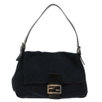 FENDI Mamma Baguette Shoulder Bag Nylon Leather Blackbs8028