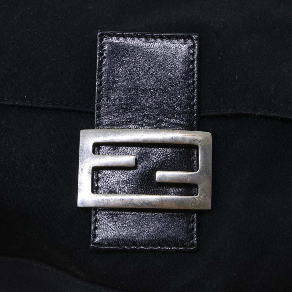 FENDI Mamma Baguette Shoulder Bag Nylon Leather Blackbs8028
