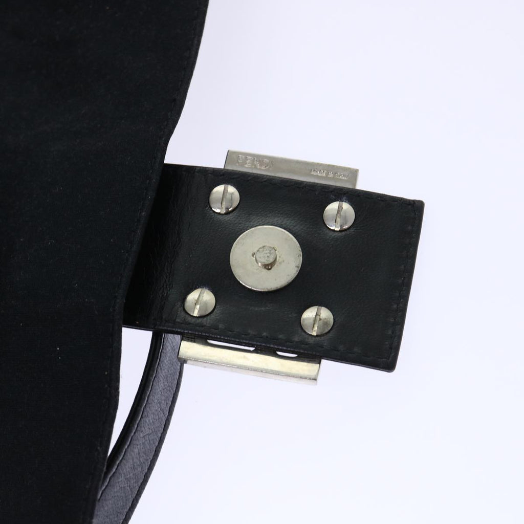 FENDI Mamma Baguette Shoulder Bag Nylon Leather Blackbs8028