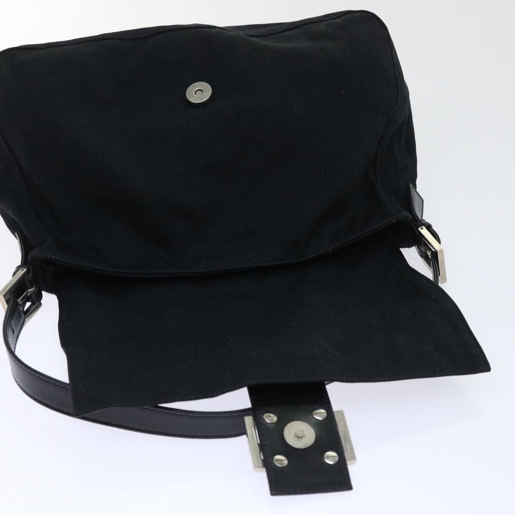 FENDI Mamma Baguette Shoulder Bag Nylon Leather Blackbs8028