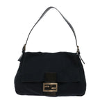 FENDI Mamma Baguette Shoulder Bag Nylon Leather Blackbs8028