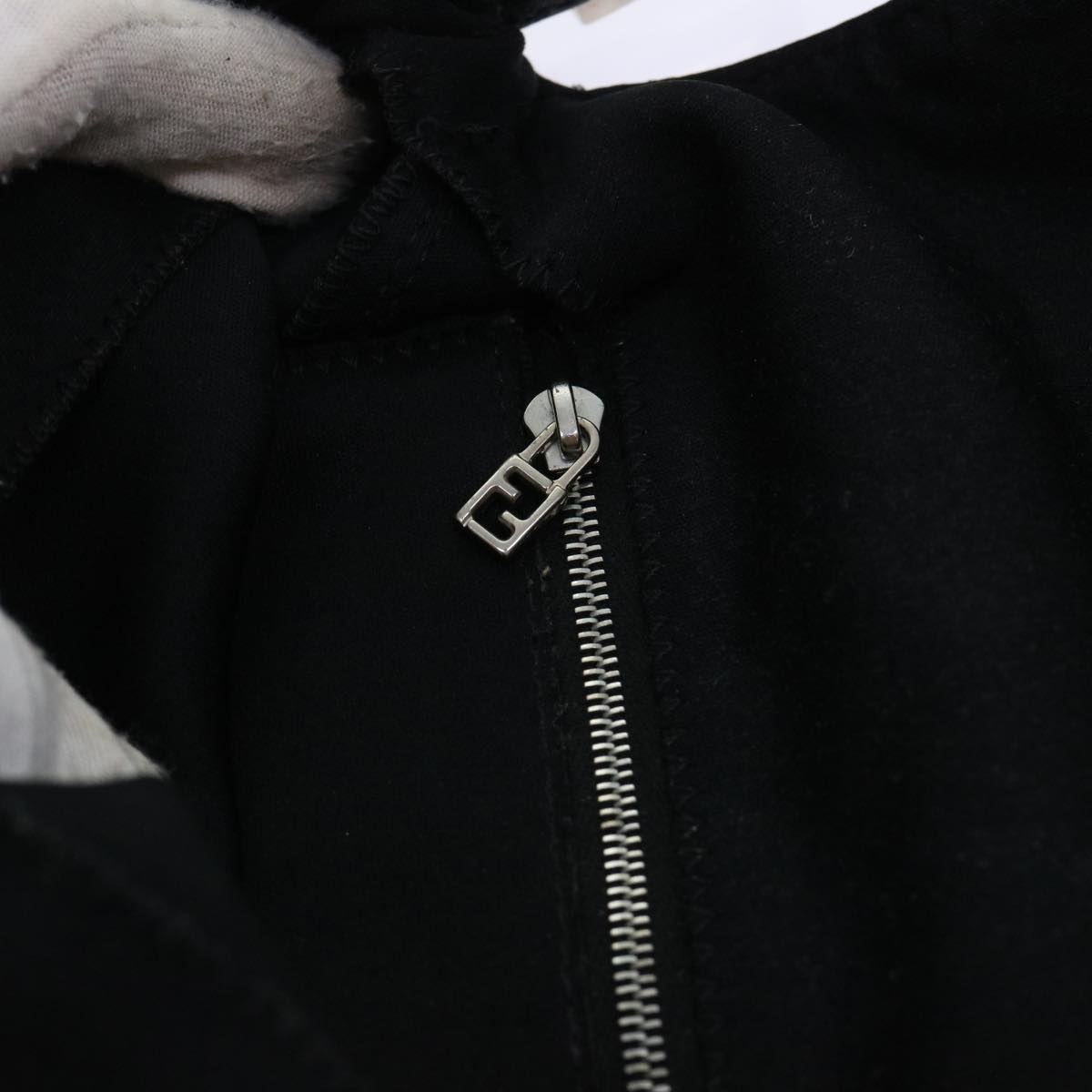 FENDI Mamma Baguette Shoulder Bag Nylon Leather Blackbs8028