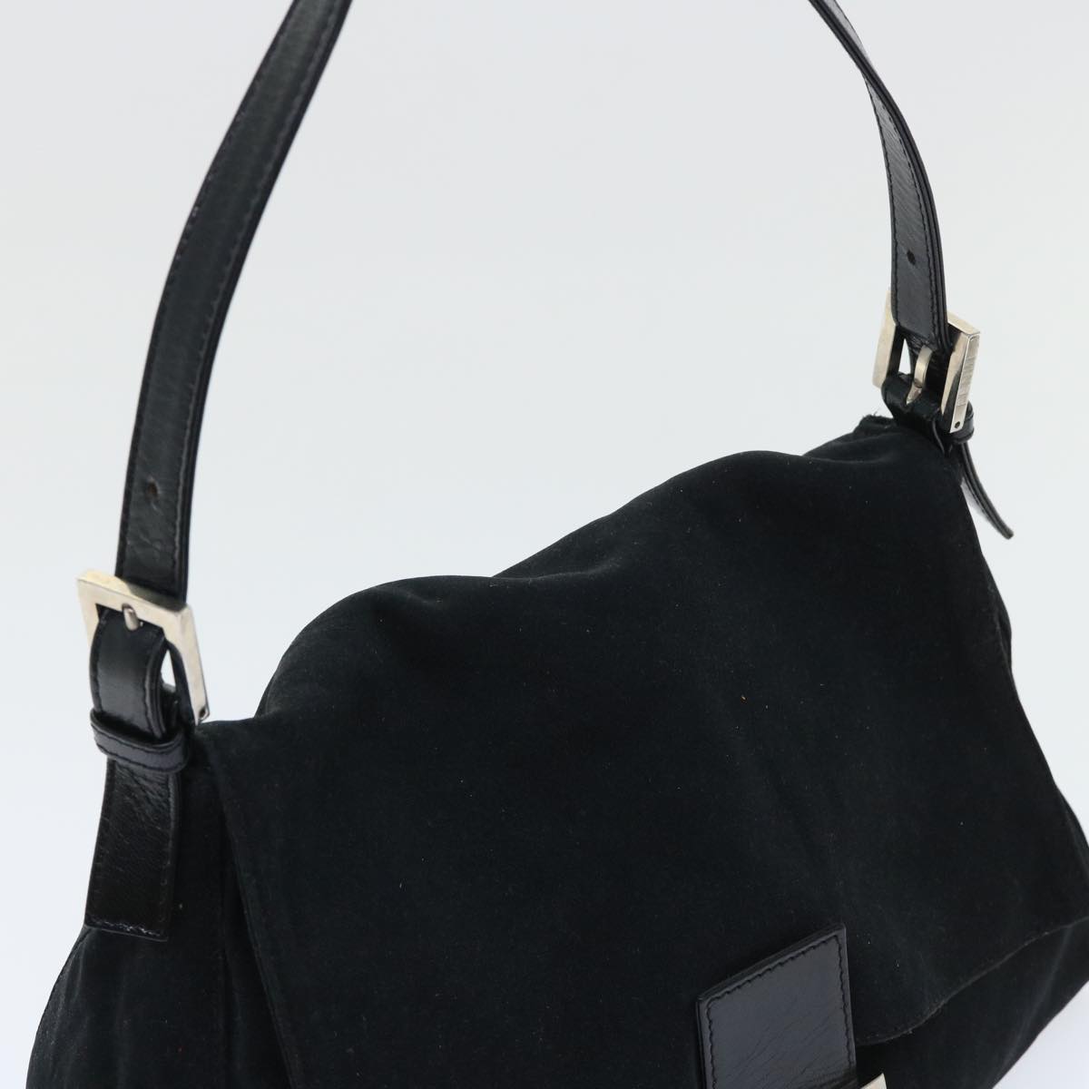 FENDI Mamma Baguette Shoulder Bag Nylon Leather Blackbs8028