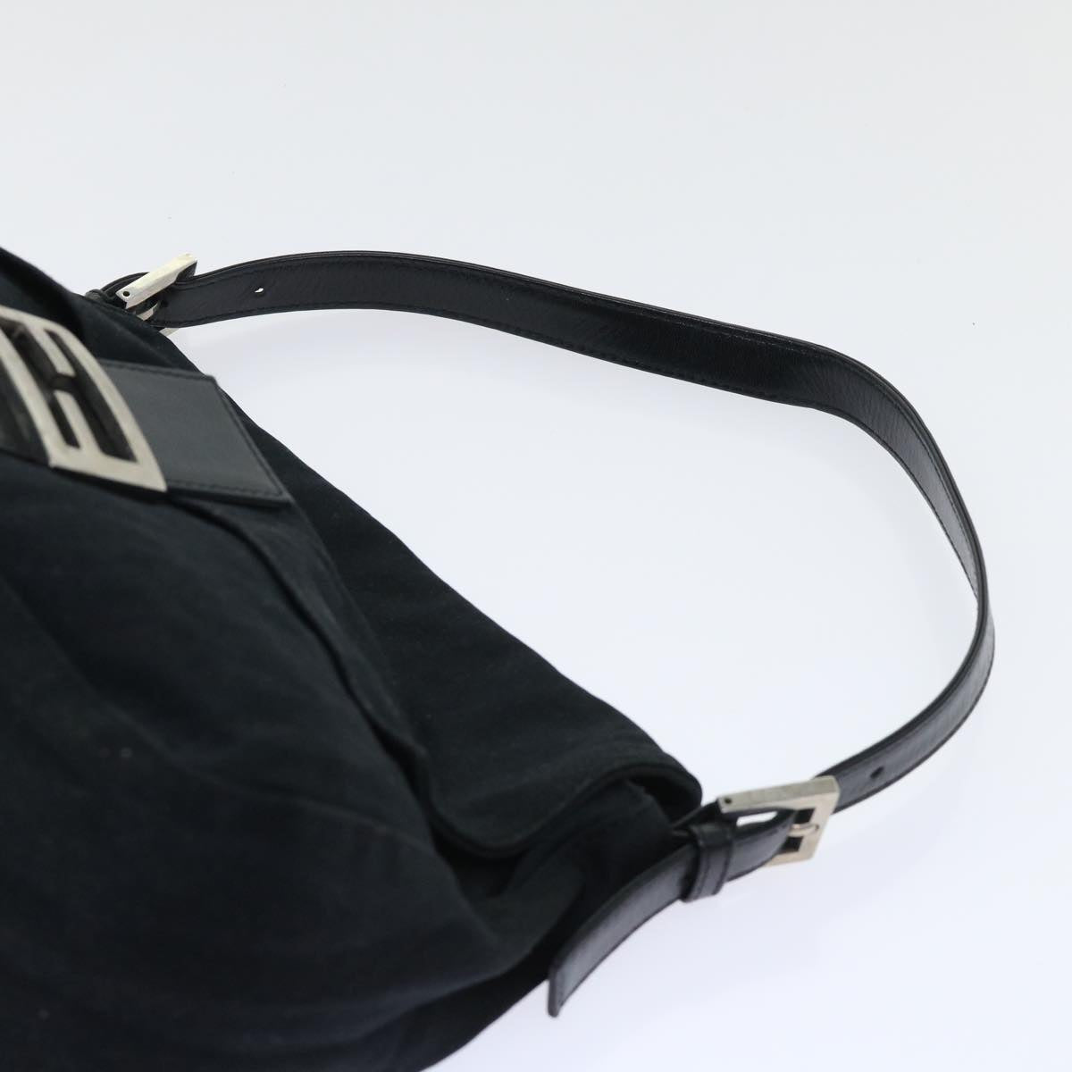 FENDI Mamma Baguette Shoulder Bag Nylon Leather Blackbs8028