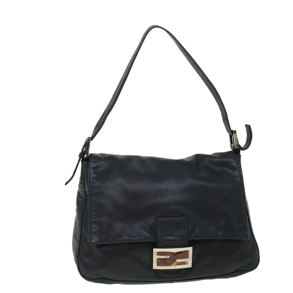 FENDI Mamma Baguette Shoulder Bag Leather Blackbs8192