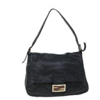 FENDI Mamma Baguette Shoulder Bag Leather Blackbs8192