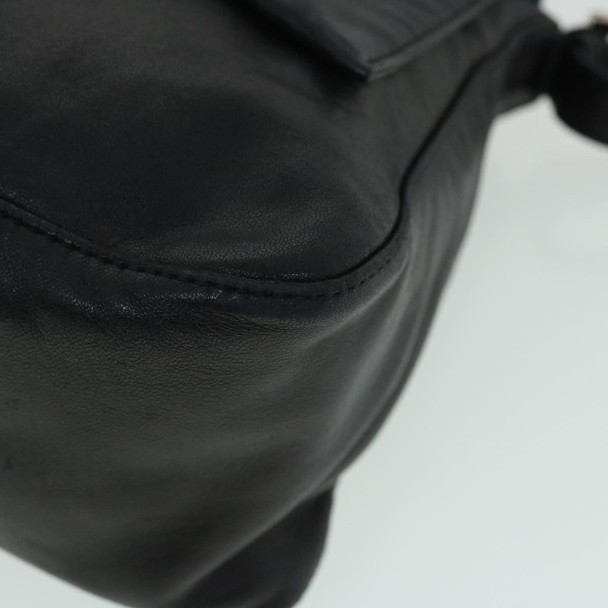 FENDI Mamma Baguette Shoulder Bag Leather Blackbs8192