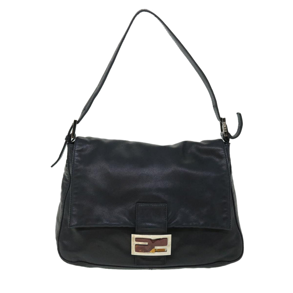 FENDI Mamma Baguette Shoulder Bag Leather Blackbs8192