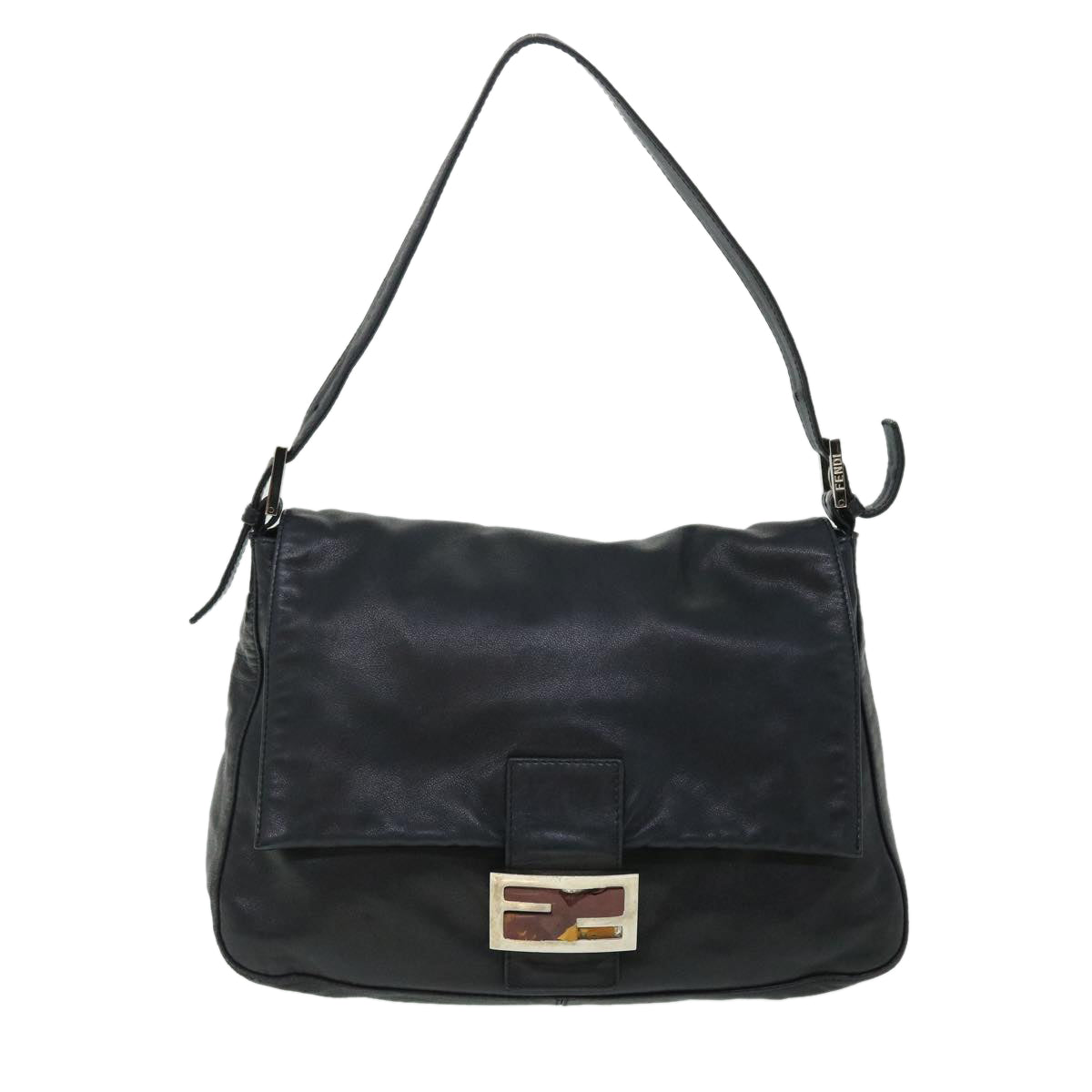 FENDI Mamma Baguette Shoulder Bag Leather Blackbs8192