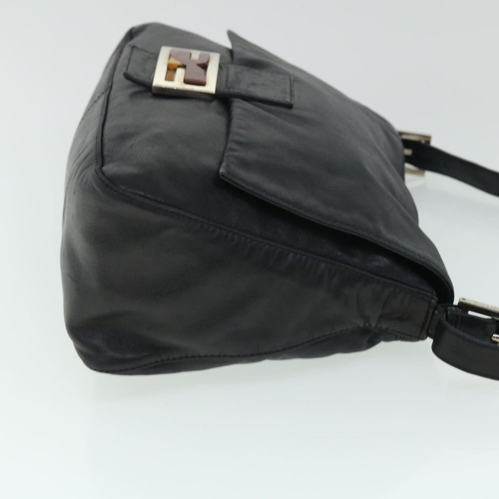 FENDI Mamma Baguette Shoulder Bag Leather Blackbs8192