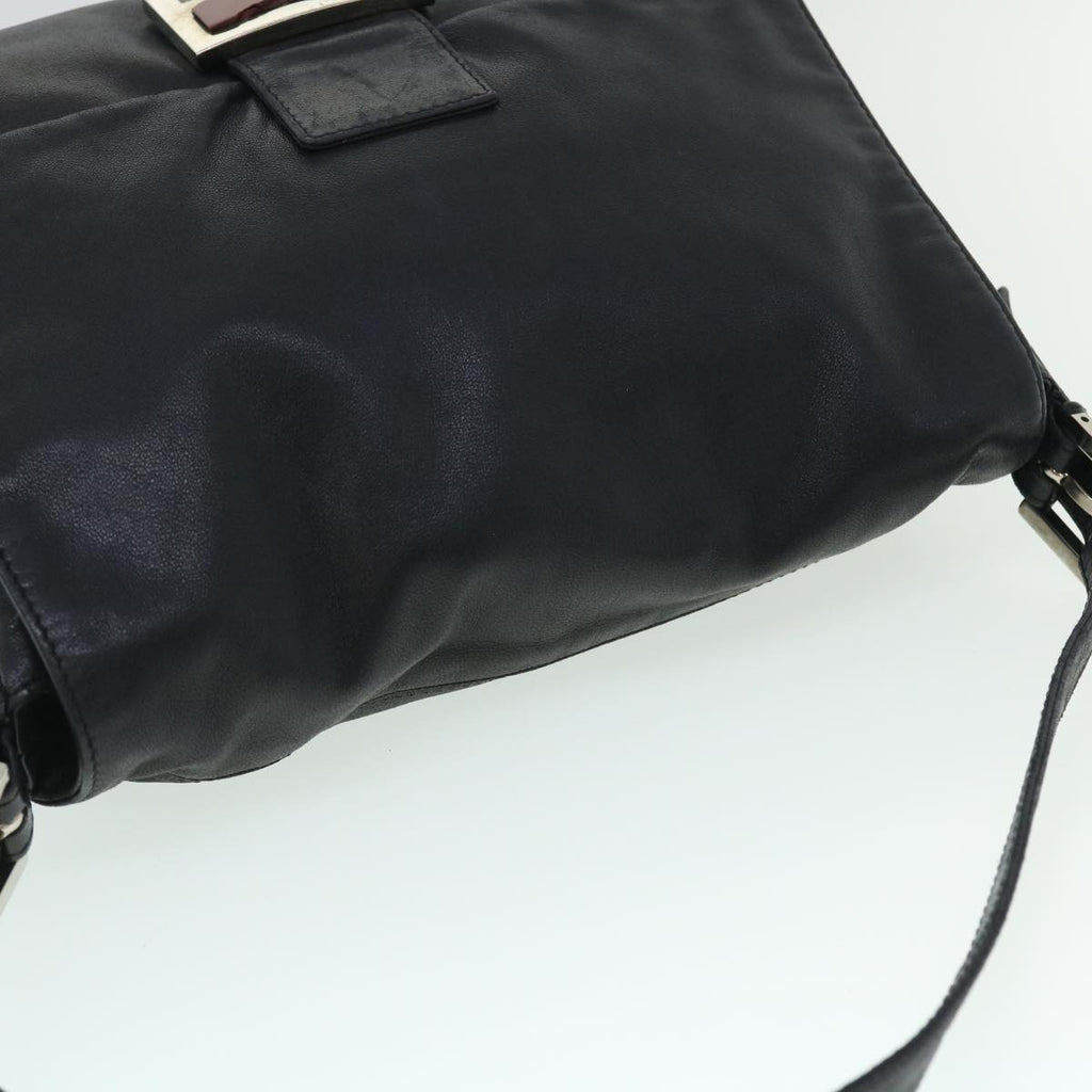 FENDI Mamma Baguette Shoulder Bag Leather Blackbs8192