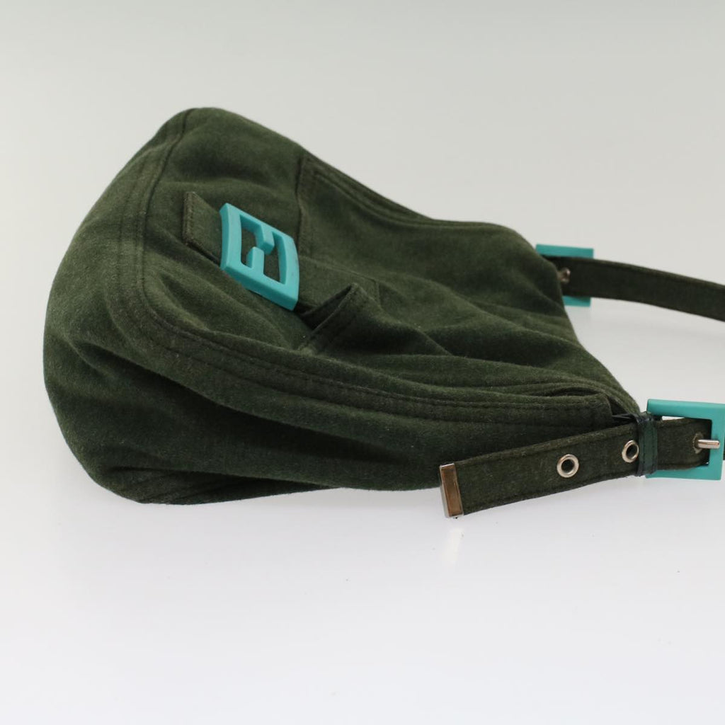 FENDI Mamma Baguette Shoulder Bag cotton Green Light Bluebs8194