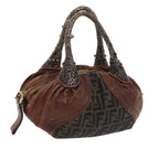 FENDI Zucca Canvas Spy Hand Bag Nylon Leather Brownbs8264