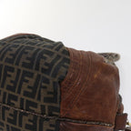 FENDI Zucca Canvas Spy Hand Bag Nylon Leather Brownbs8264