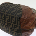 FENDI Zucca Canvas Spy Hand Bag Nylon Leather Brownbs8264