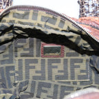 FENDI Zucca Canvas Spy Hand Bag Nylon Leather Brownbs8264