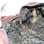 FENDI Zucca Canvas Spy Hand Bag Nylon Leather Brownbs8264