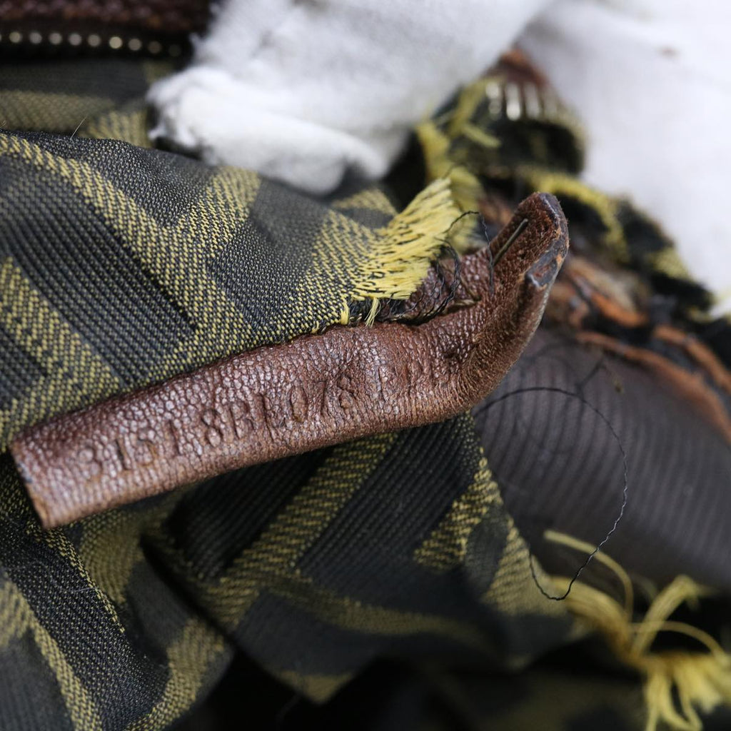 FENDI Zucca Canvas Spy Hand Bag Nylon Leather Brownbs8264