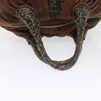 FENDI Zucca Canvas Spy Hand Bag Nylon Leather Brownbs8264
