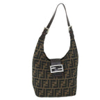 FENDI Zucca Canvas Mamma Baguette Shoulder Bag Black Brownbs8308