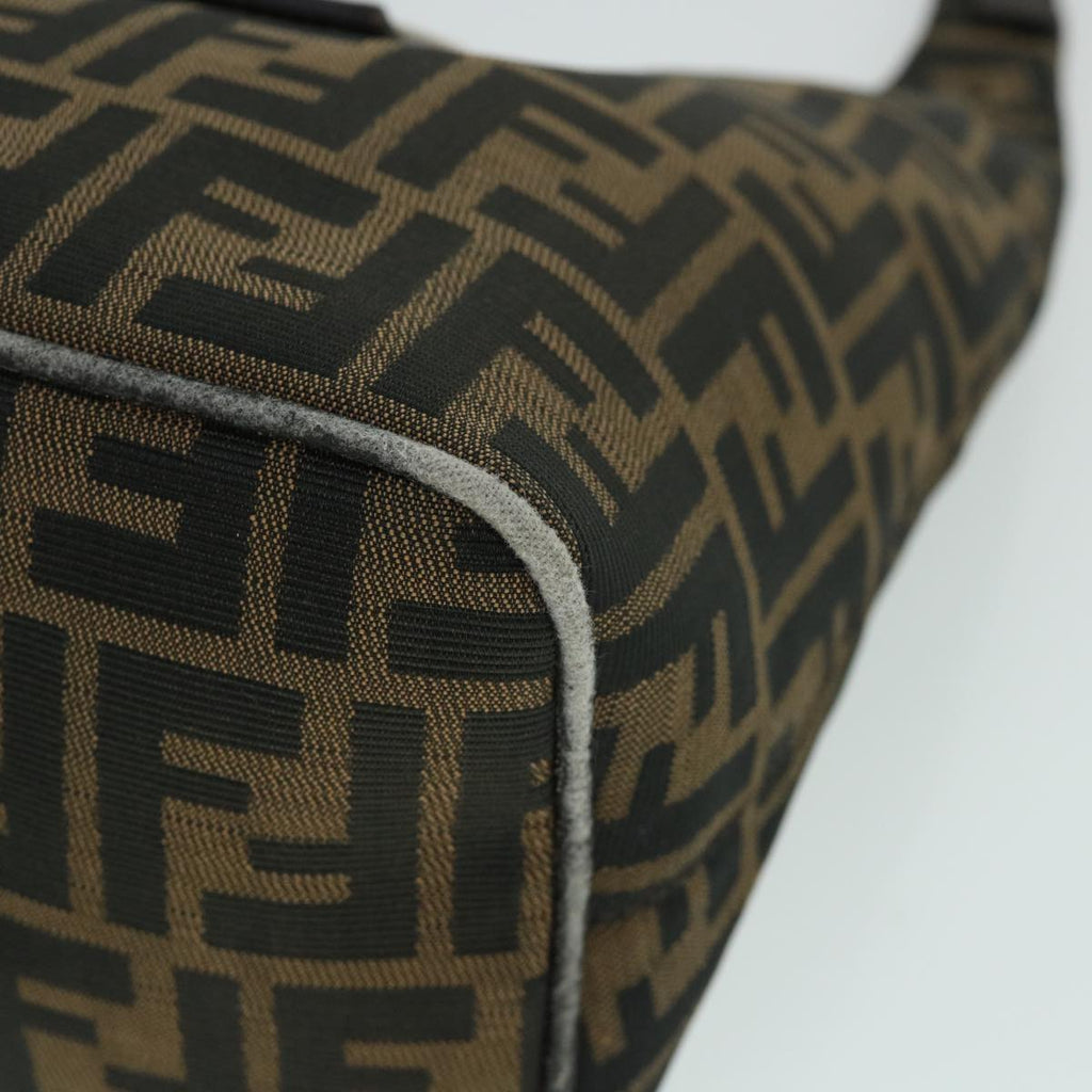 FENDI Zucca Canvas Mamma Baguette Shoulder Bag Black Brownbs8308