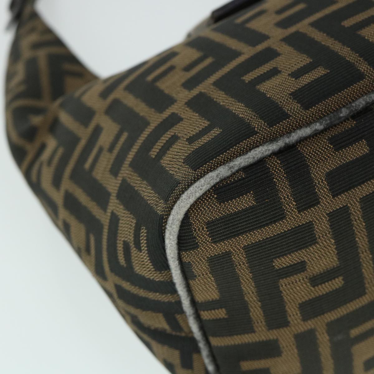 FENDI Zucca Canvas Mamma Baguette Shoulder Bag Black Brownbs8308
