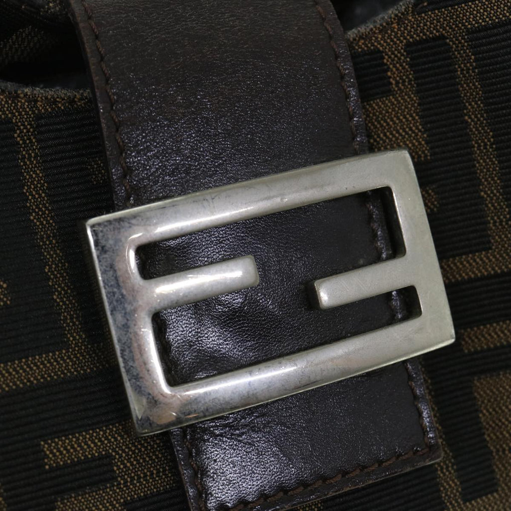 FENDI Zucca Canvas Mamma Baguette Shoulder Bag Black Brownbs8308