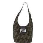 FENDI Zucca Canvas Mamma Baguette Shoulder Bag Black Brownbs8308