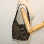 FENDI Zucca Canvas Mamma Baguette Shoulder Bag Black Brownbs8308