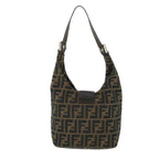 FENDI Zucca Canvas Mamma Baguette Shoulder Bag Black Brownbs8308