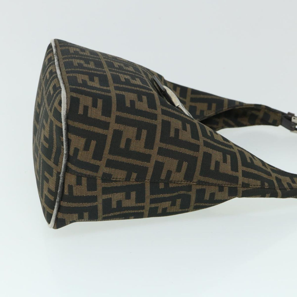 FENDI Zucca Canvas Mamma Baguette Shoulder Bag Black Brownbs8308