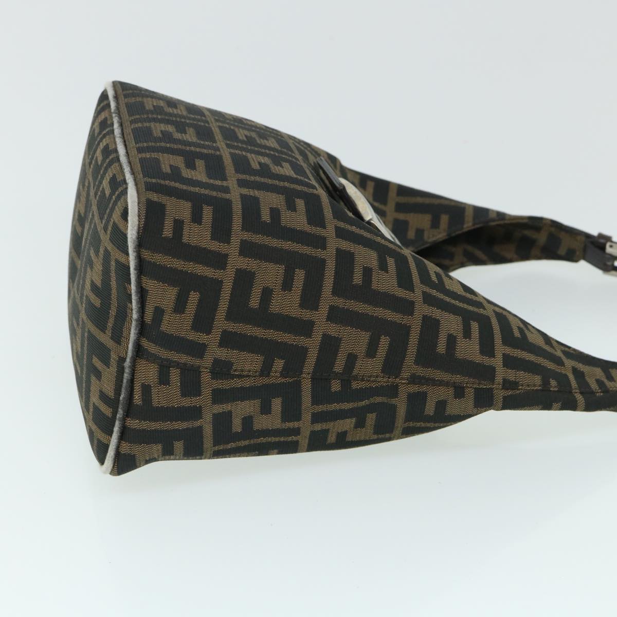 FENDI Zucca Canvas Mamma Baguette Shoulder Bag Black Brownbs8308