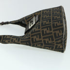 FENDI Zucca Canvas Mamma Baguette Shoulder Bag Black Brownbs8308