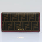 FENDI Zucca Zucchino Canvas Pouch Wallet Canvas 4Set Brown Blackbs8399