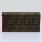 FENDI Zucca Zucchino Canvas Pouch Wallet Canvas 4Set Brown Blackbs8399
