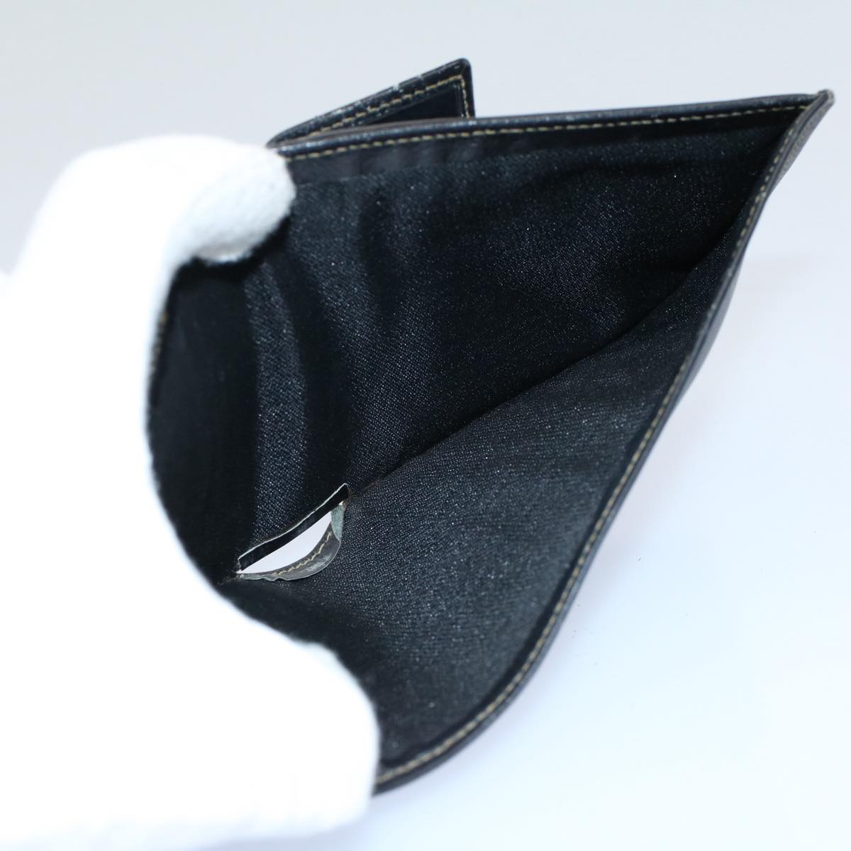 FENDI Zucca Zucchino Canvas Pouch Wallet Canvas 4Set Brown Blackbs8399