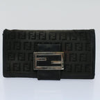 FENDI Zucca Zucchino Canvas Pouch Wallet Canvas 4Set Brown Blackbs8399
