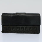 FENDI Zucca Zucchino Canvas Pouch Wallet Canvas 4Set Brown Blackbs8399