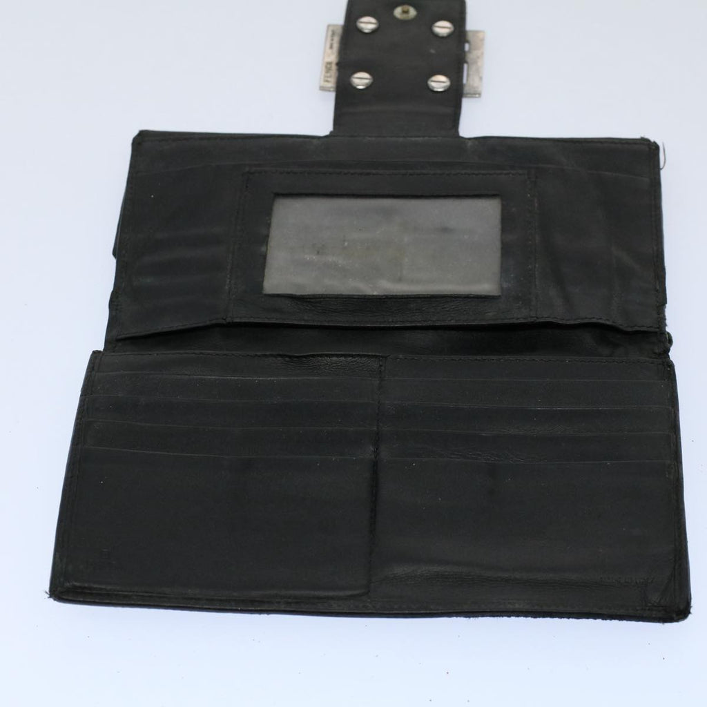 FENDI Zucca Zucchino Canvas Pouch Wallet Canvas 4Set Brown Blackbs8399