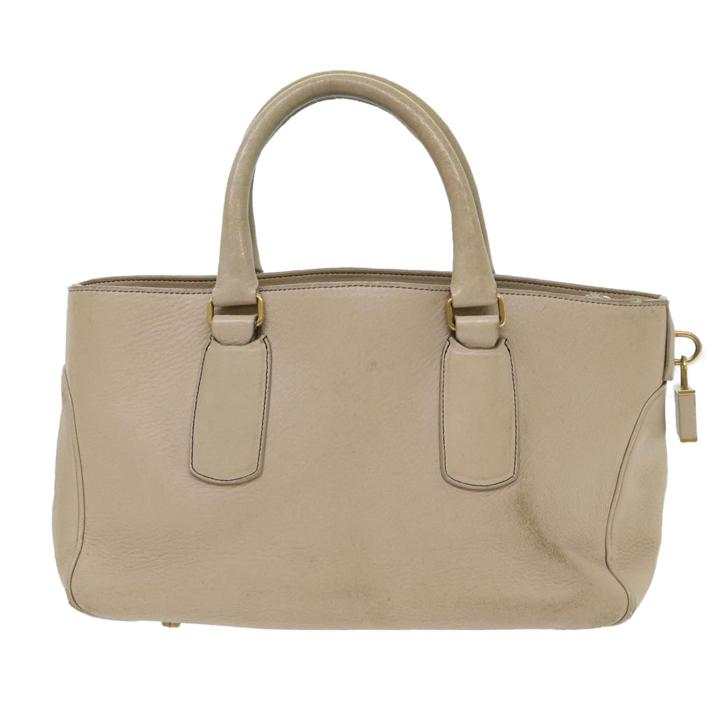 CELINE Hand Bag Leather Beige  8421