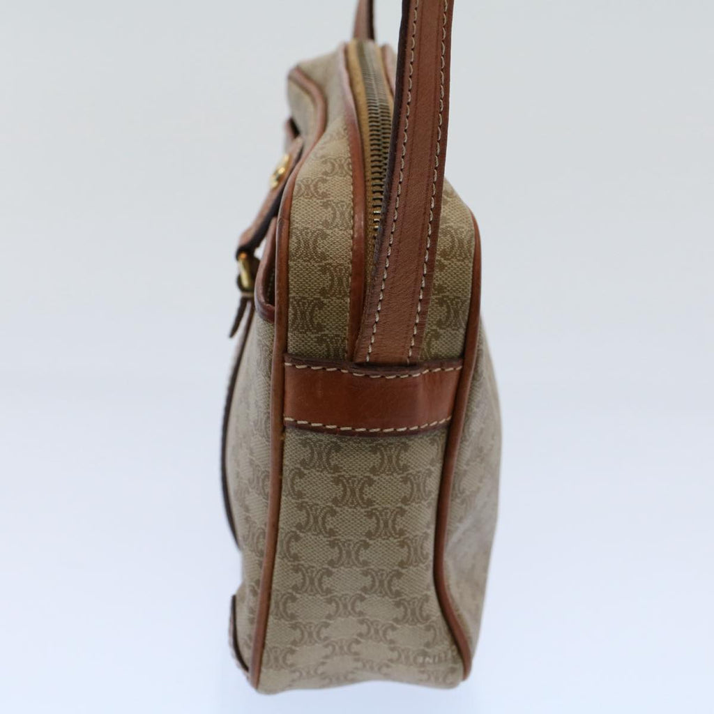 CELINE Macadam Canvas Shoulder Bag Leather Beige  8427