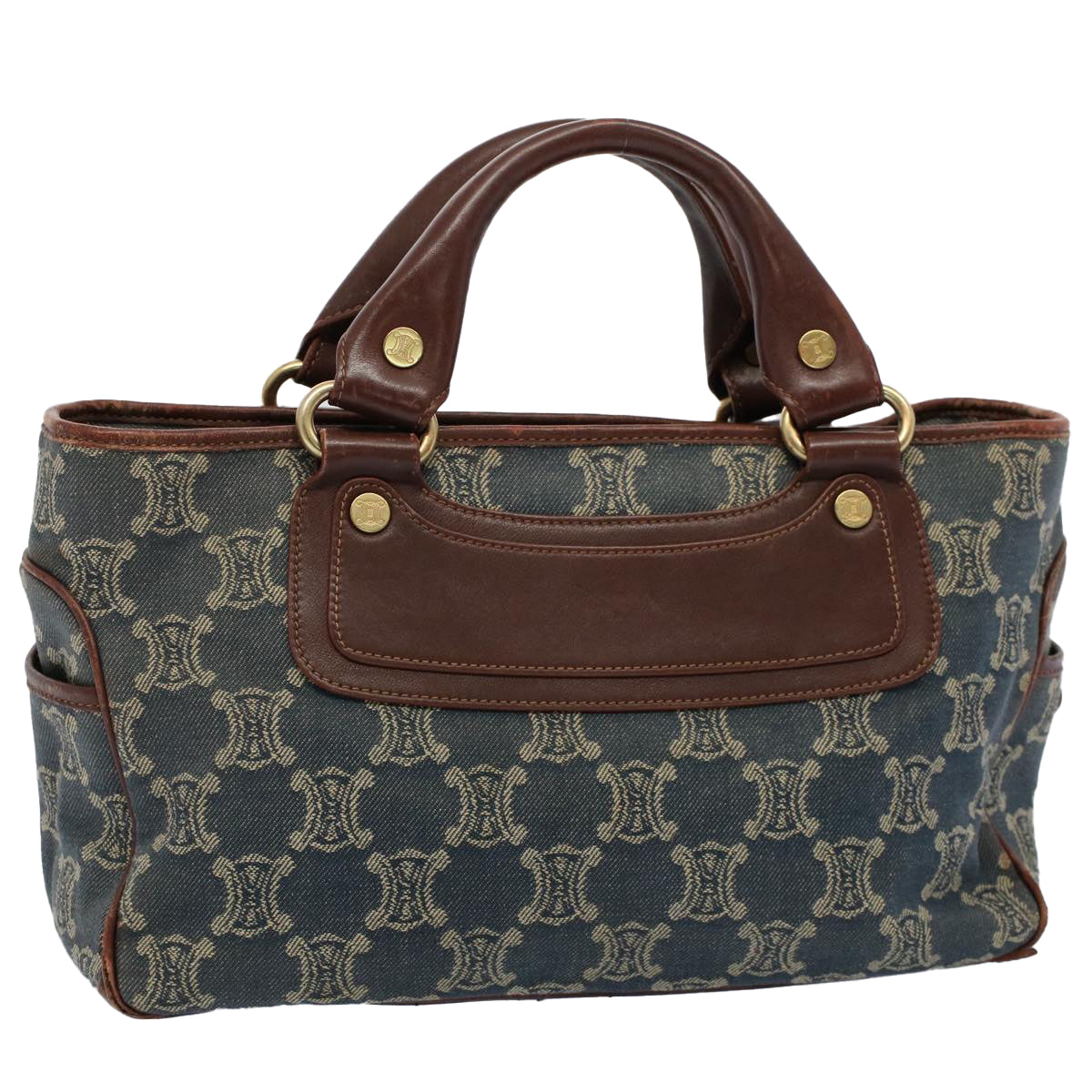 CELINE Paris Macadam Canvas Hand Bag Blue  8431