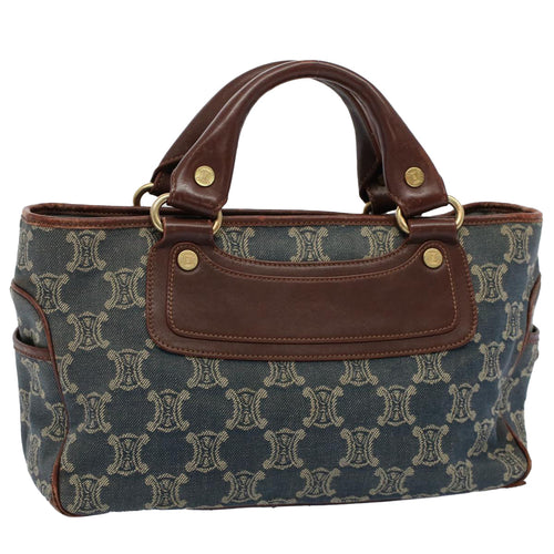 CELINE Paris Macadam Canvas Hand Bag Blue  8431