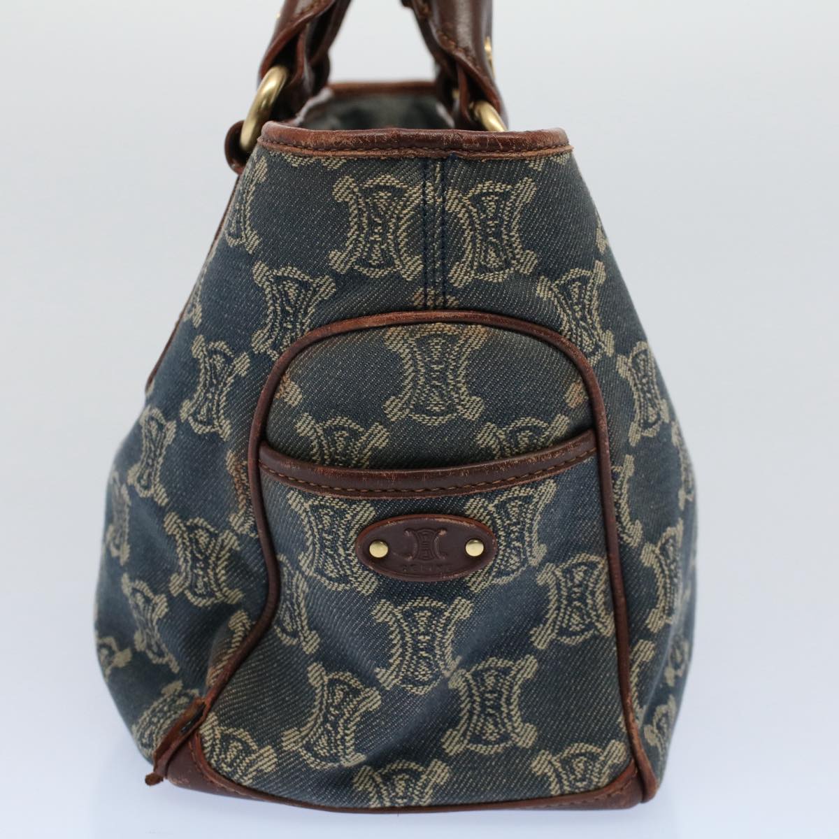 CELINE Paris Macadam Canvas Hand Bag Blue  8431