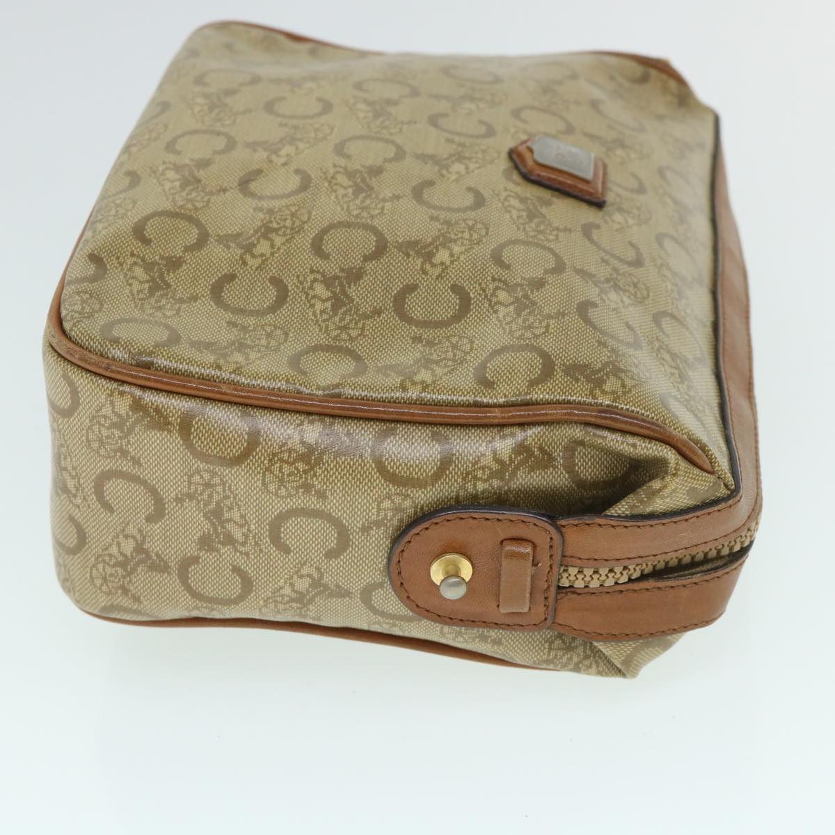 CELINE C Macadam Canvas Clutch Bag Coated Canvas Beige  8432